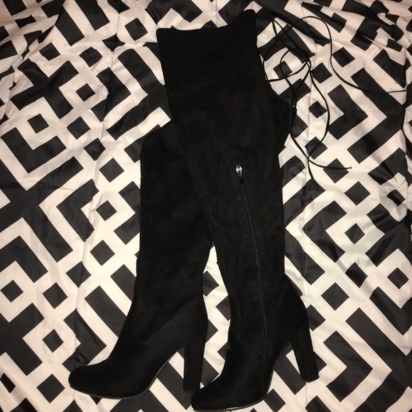 Shoes - Black suede thigh highs